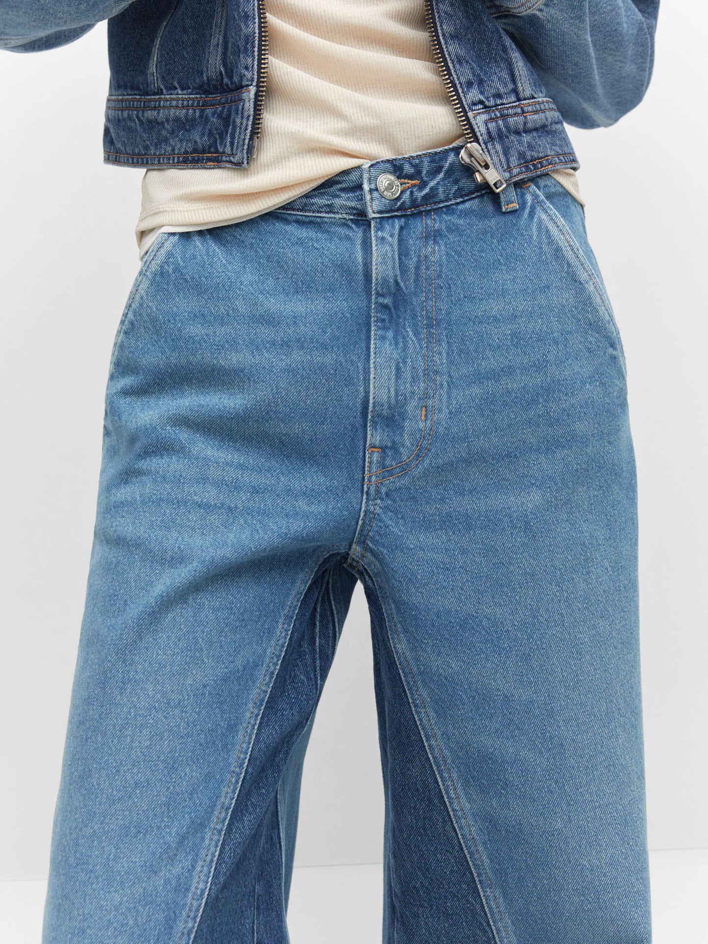 Two-tone wideleg jeans