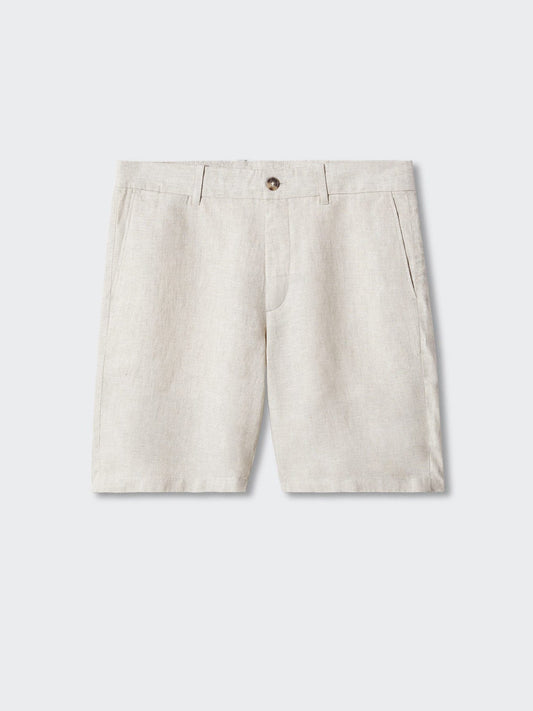 Slim fit 100% linen shorts
