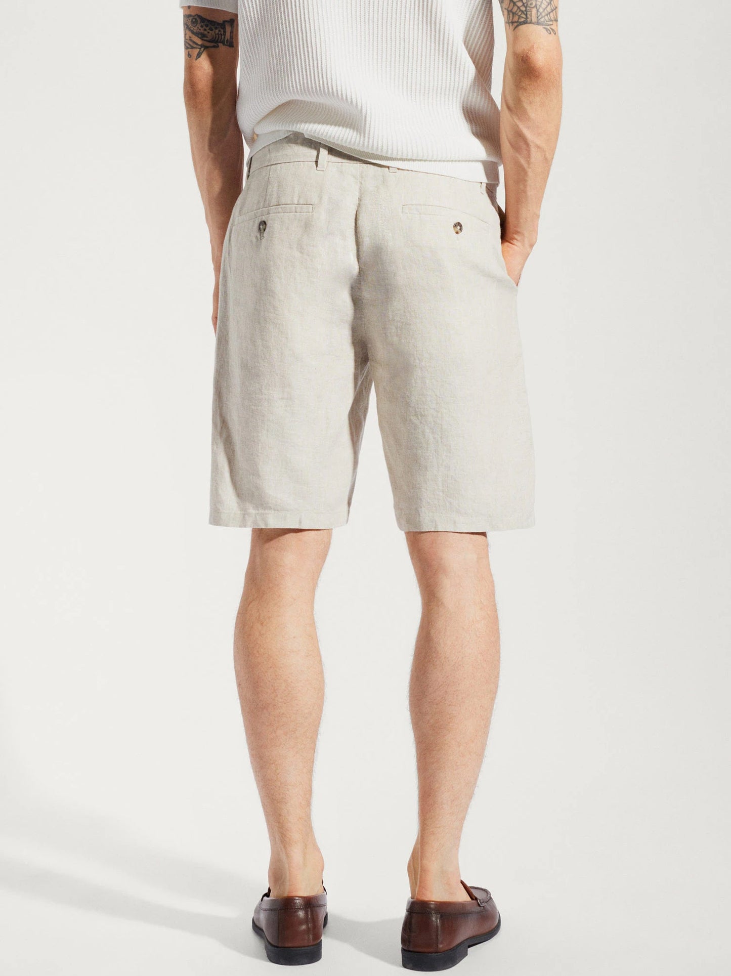 Slim fit 100% linen shorts