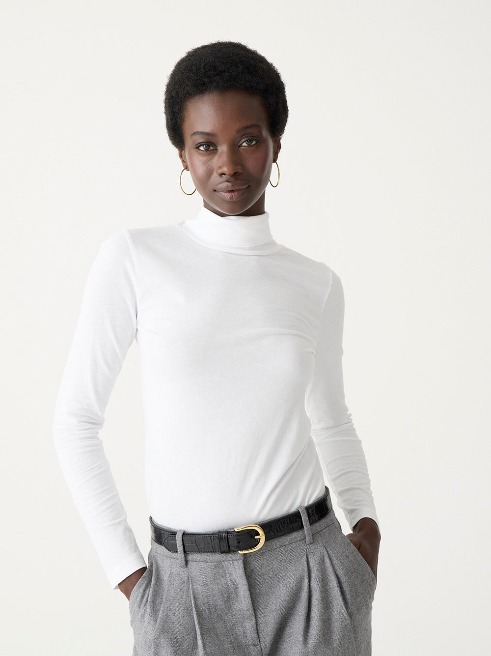 Tissue turtleneck in white Womens