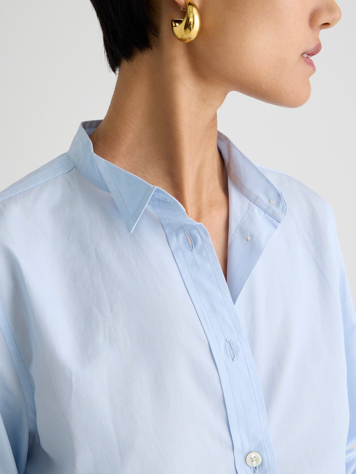 Cropped shirt in end-on-end cotton