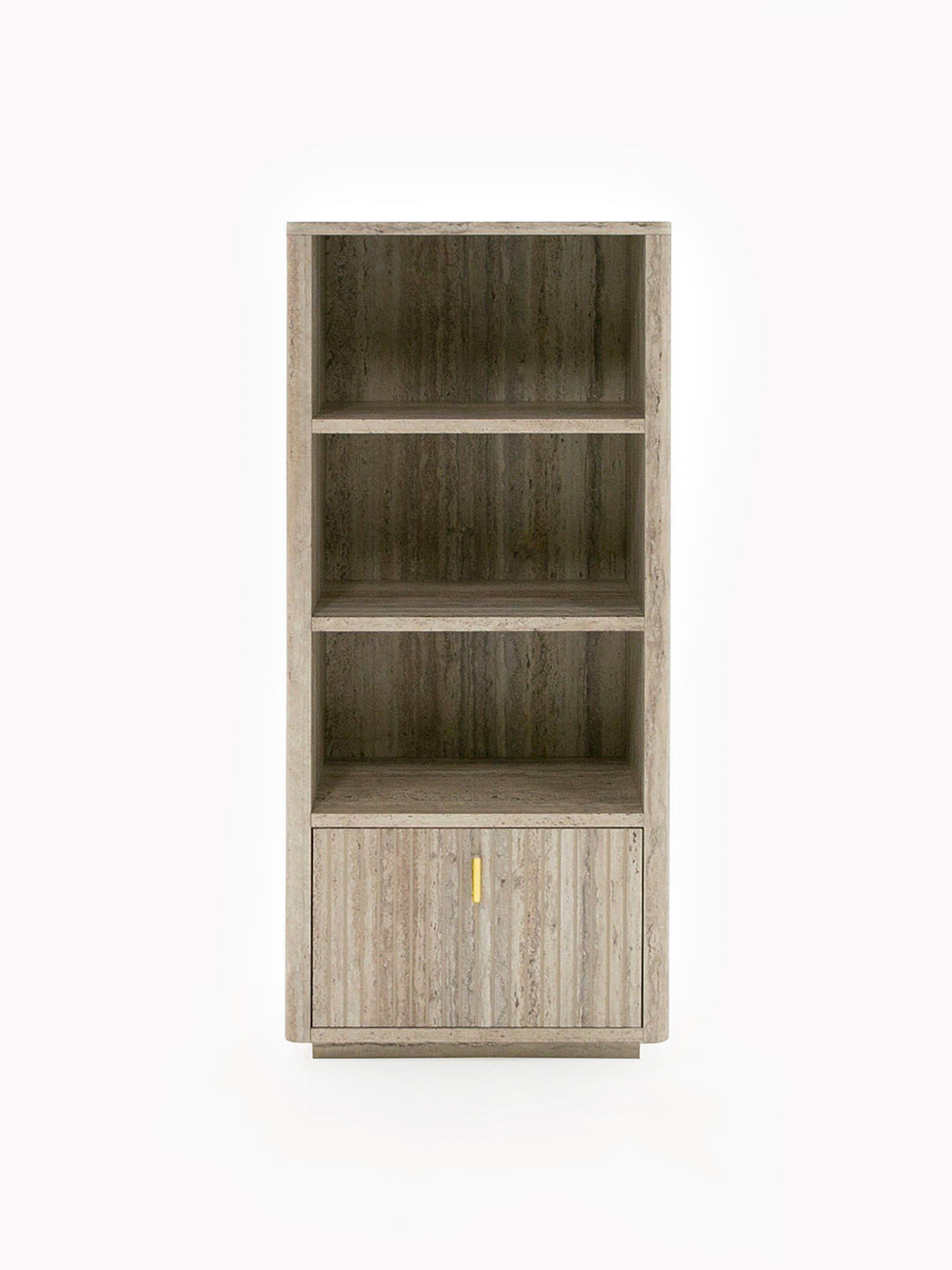 Modern Travertine + Gold Bookcase