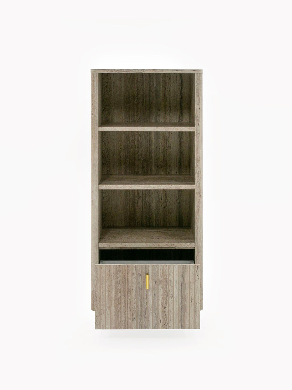 Modern Travertine + Gold Bookcase