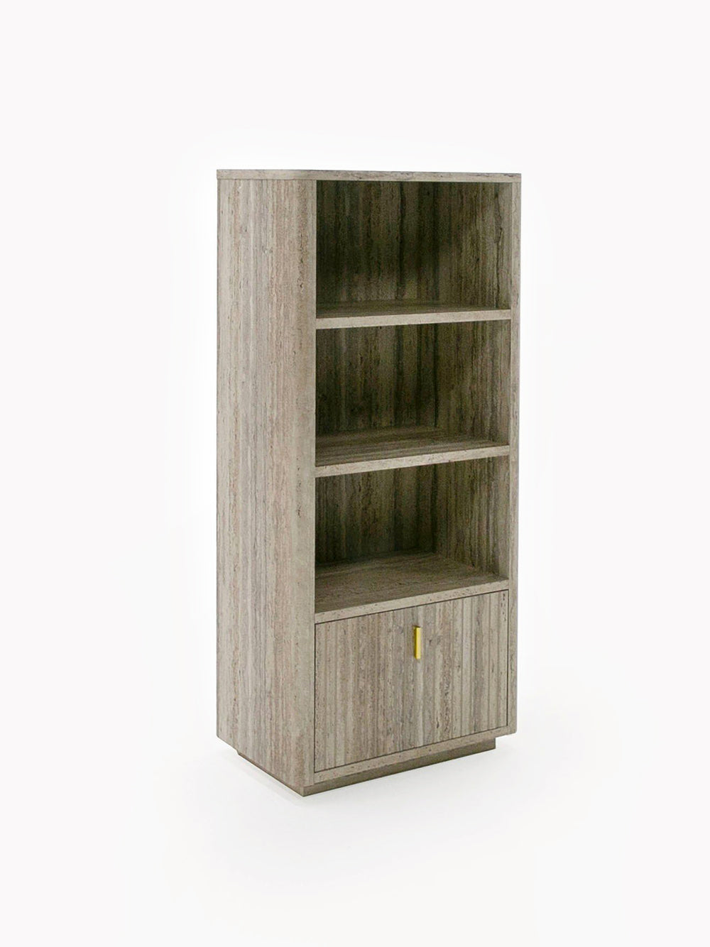 Modern Travertine + Gold Bookcase